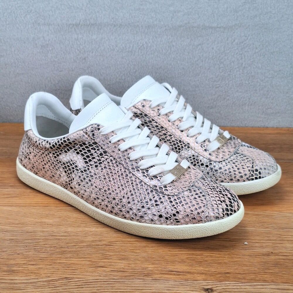 Paige Amy Women's 7 Sneakers Pink Multi Embossed Snakeskin Leather Casual